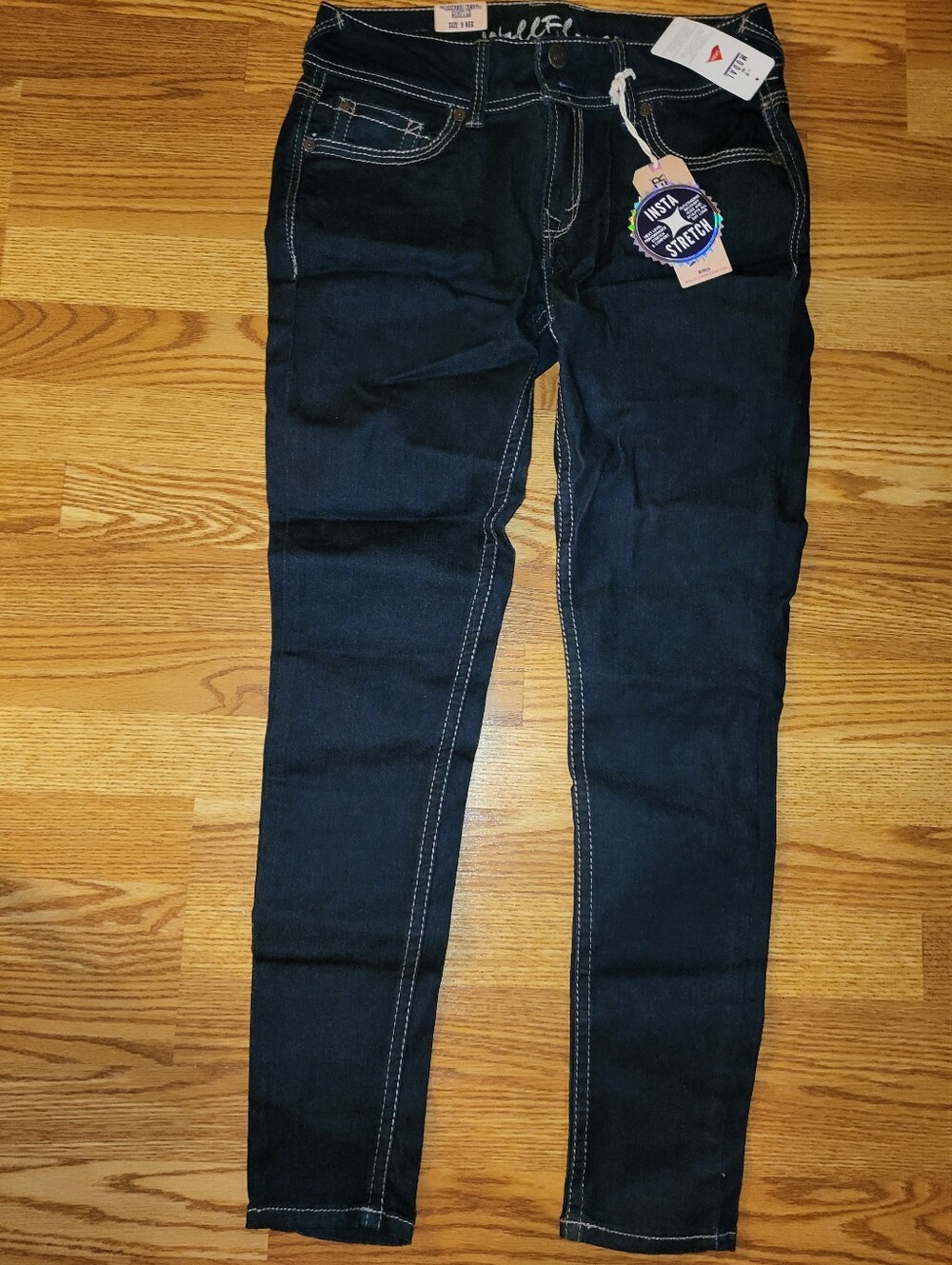 Wallflower Indigo Luscious Curvy Fit Skinny Jeans White Contrast Stitching 9 Reg
